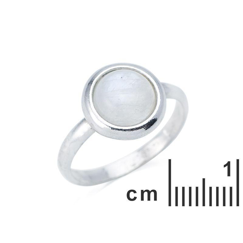 Anello in pietra di luna bianca tonda naturale, in argento rodiato 925, 8 mm — foto 2