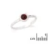 Ring with round natural red garnet, in 925 rhodium silver