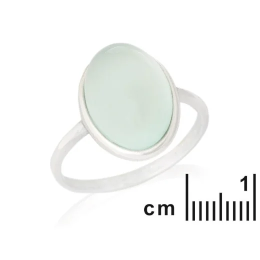 Ring with natural aqua tinted agate, in rhodium-plated silver 925