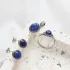 Ring with natural oval blue lapis lazuli, in 925 antique silver