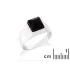 Signet ring with square natural black onyx, in 925 rhodium silver