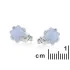 Square natural blue lace agate stud earrings, in 925 rhodium silver