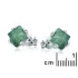 Square natural green aventurine stud earrings, in 925 rhodium silver