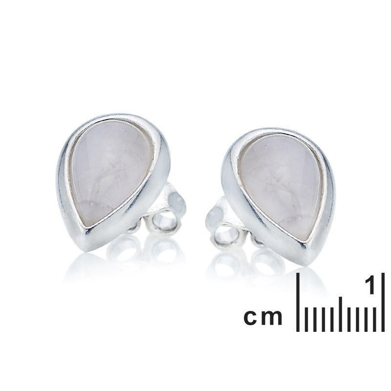 Orecchini a lobo in quarzo rosa goccia naturale, in argento rodiato 925, 8x6 mm — foto 2