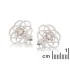 Flower of life earrings with natural rose quartz, in 925 rhodium silver