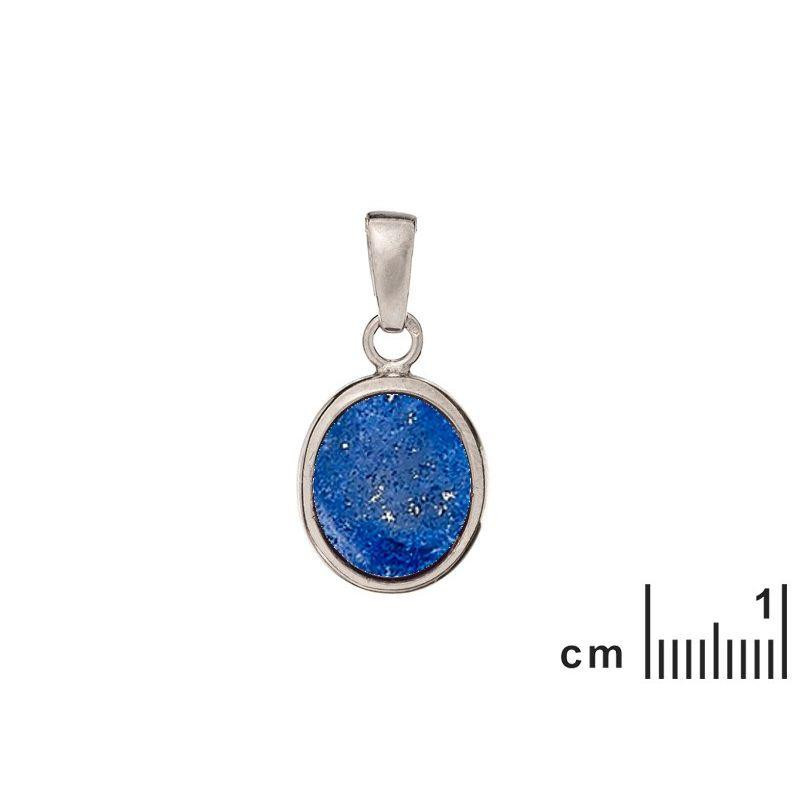 Ciondolo in lapislazzuli afghano blu ovale, argento rodiato 925, 10x12 mm — foto 2