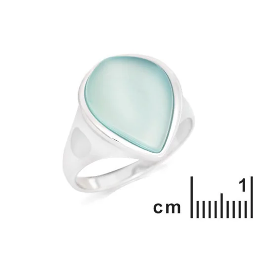 Ring with natural aqua tinted agate, in rhodium-plated silver 925