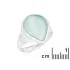 Ring with natural aqua tinted agate, in rhodium-plated silver 925