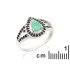 Drop ring with emerald and spinel, in 925 rhodium silver