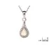 Drop pendant with opal and zirconium oxide, in rhodium-plated silver 925