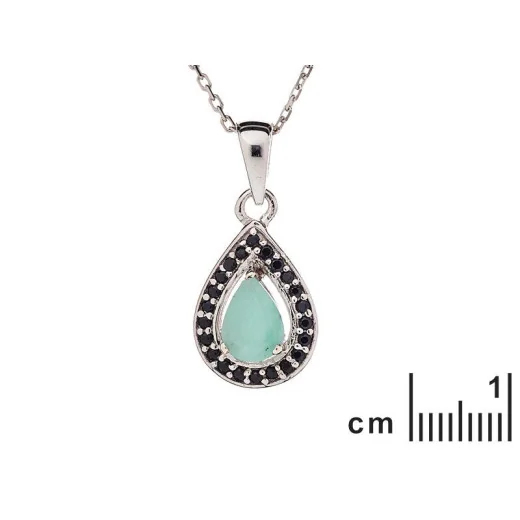 Drop pendant with emerald and spinel, in rhodium-plated silver 925