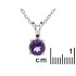 Round pendant with natural round purple amethyst, in 925 rhodium silver