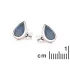 Stud earrings with blue opal doublet drop, in rhodium-plated silver 925