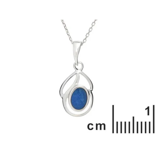 Pendant with blue opal doublet, in rhodium-plated silver 925, height 1.5+0.8 cm