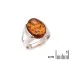 Signet ring with oval Baltic Sea cognac amber, in 925 rhodium-plated silver