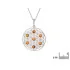 Flower of life pendant with cognac amber, 925 rhodium silver, diameter 2.7+1 cm