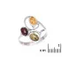 Ring with natural cognac amber from the Baltic Sea oval, in rhodium-plated silver 925