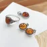 Ring with oval Baltic Sea cognac amber, in 925 antique silver