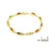 Bracelet with multi-colored amber navette, in 925 gold plated silver, length 19 cm