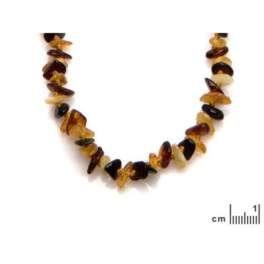 Baby necklace with multi-colored amber chips, clip clasp, length 32 - 33 cm