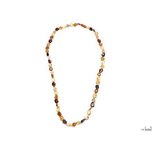 Necklace with natural multi-colored amber from the Baltic Sea, length 70 cm