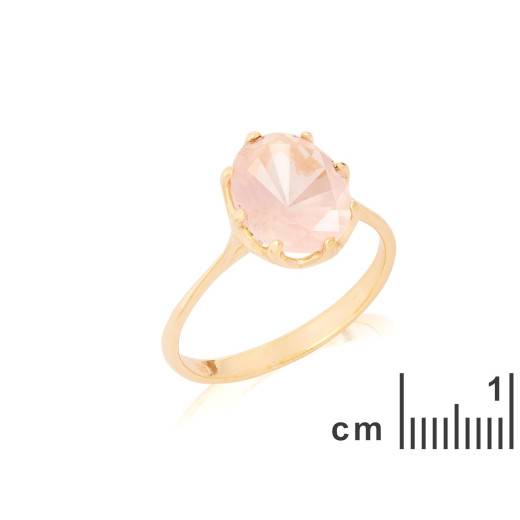 Ring with natural rose quartz, in 750 gold