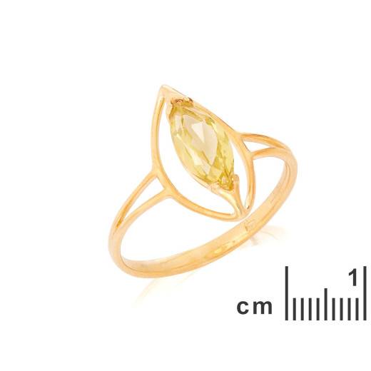 Ring with natural yellow quartz, in 750 gold