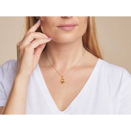 Pendant with natural yellow quartz, in 750 gold