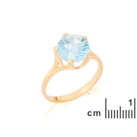 Ring with natural blue topaz, in 750 gold