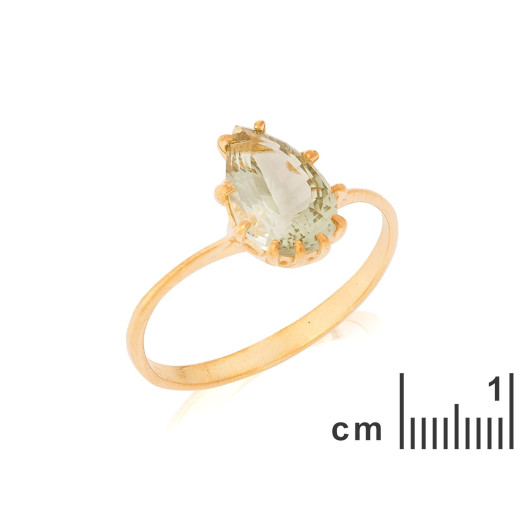 Ring with natural green amethyst, in 750 gold