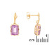 Earrings with natural purple amethyst, in 750 gold