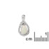 Pendant with drop opal and zirconium oxide, in rhodium-plated silver 925