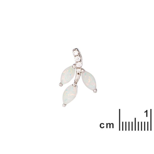 Pendant with opal and zirconium oxide, in rhodium-plated silver 925, height 1.5 cm