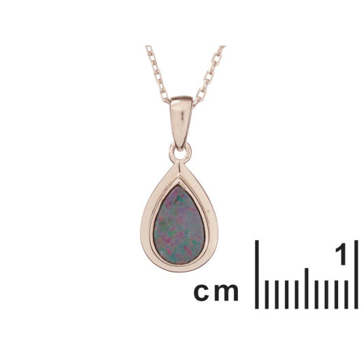 Pendant with blue opal doublet, in rhodium-plated silver 925, height 1.2 cm