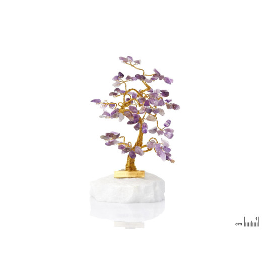 Tree of happiness 13 cm with amethyst (105 petals) and Greek marble