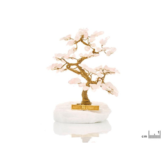 Tree of happiness 13 cm with rose quartz (105 petals) and Greek marble