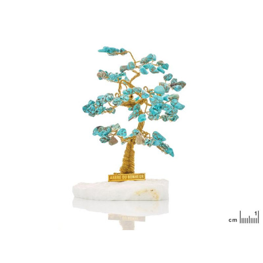 Tree of happiness 13 cm with turquoise (105 petals) and Greek marble