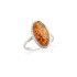 Large stone ring with natural oval cognac amber, in 925 rhodium silver