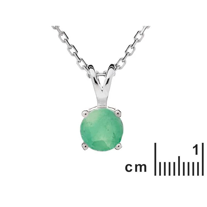 Round pendant with round natural green aventurine, in 925 rhodium silver