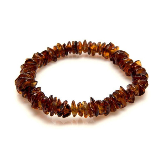 Bracelet with natural cognac amber from the Baltic Sea chips, length 17-18 cm