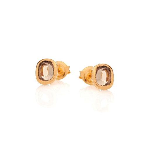 Earrings with natural smoky quartz, in 925 gold plated silver