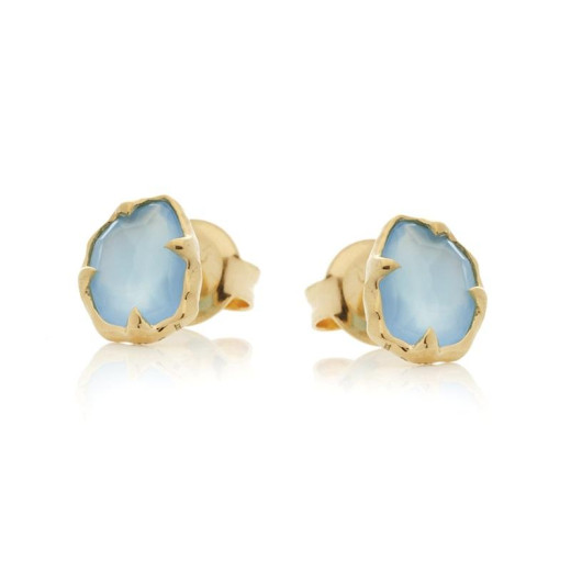 Earrings with natural blue chalcedony, in 925 gold plated silver