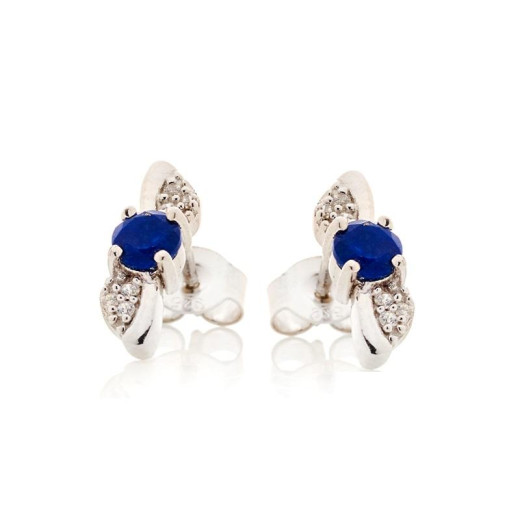 Earrings with natural blue lapis lazuli, in rhodium-plated silver 925