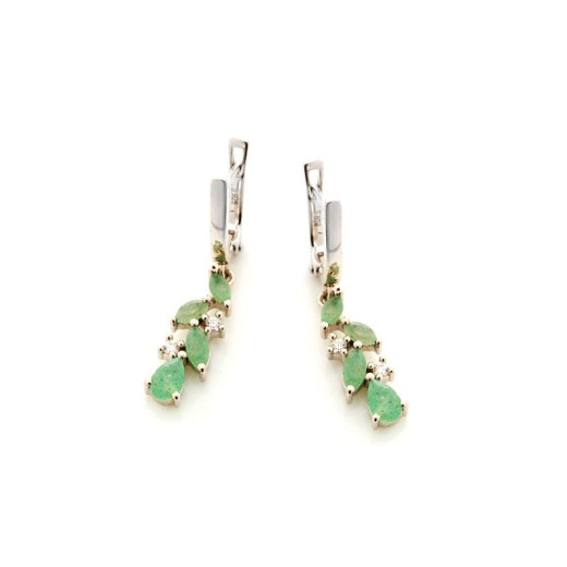 Earrings with natural green aventurine, in 925 rhodium silver