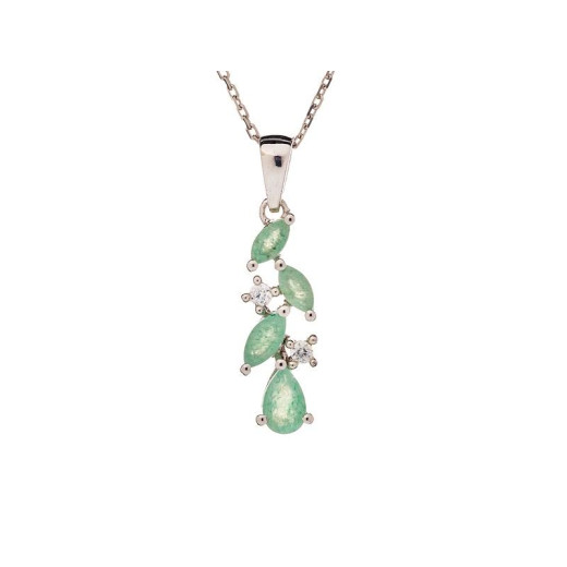 Pendant with green aventurine drop, in rhodium-plated silver 925, height 2+0.7 cm