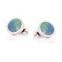 Stud earrings with round doublet blue opal, in 925 rhodium silver