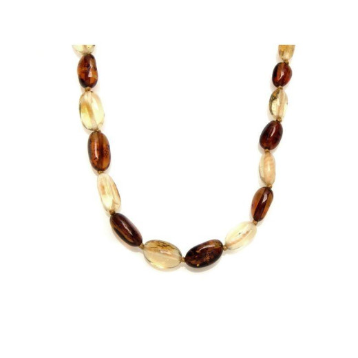 Necklace with natural multi-colored amber from the Baltic Sea olive, length 45 cm