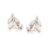 Stud earrings with navette opal and zirconium oxide, in rhodium-plated silver 925