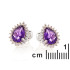 Earrings with amethyst and zirconium oxide, in rhodium-plated silver 925