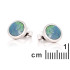 Stud earrings with round doublet blue opal, in 925 rhodium silver